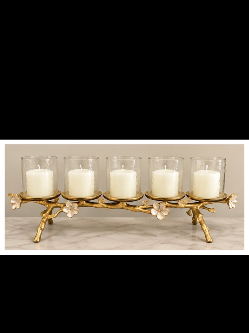 Gold Floral Branch 5-Light Votive Candle Holder